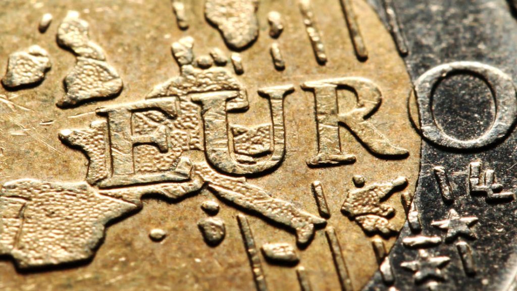 Close-up of a single euro coin