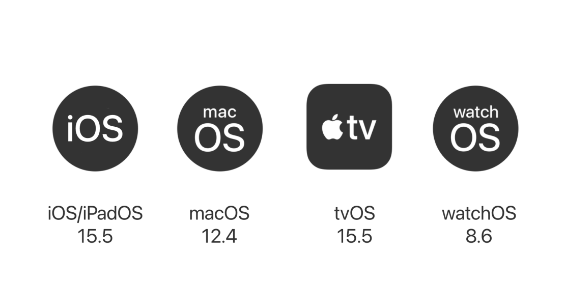 iOS / iPadOS / tvOS 15.5, watchOS 8.6 and macOS 12.4 are available for download
