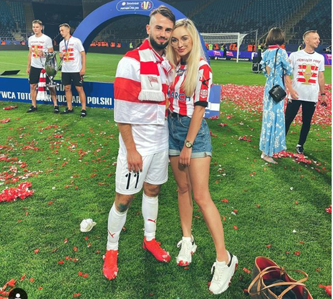 Mathews Vodovic (Krakow) and his girlfriend Patrick after the Poland Cup final in Ljublin