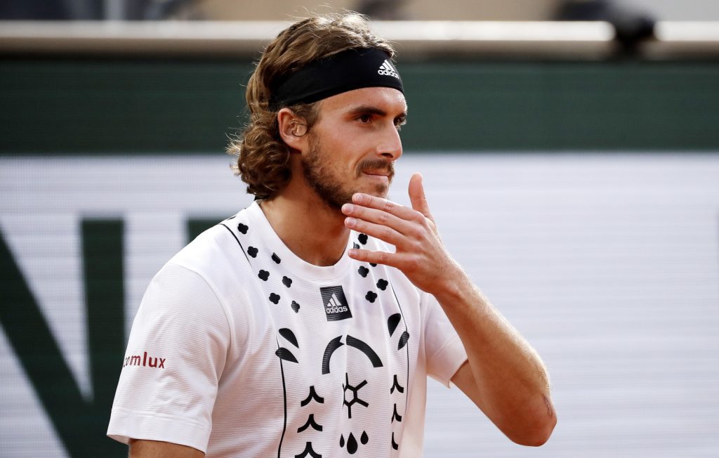 Stefanos Tsitsipas was in trouble.  Three seeds fell off