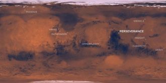 The locations of the probe on the surface of Mars